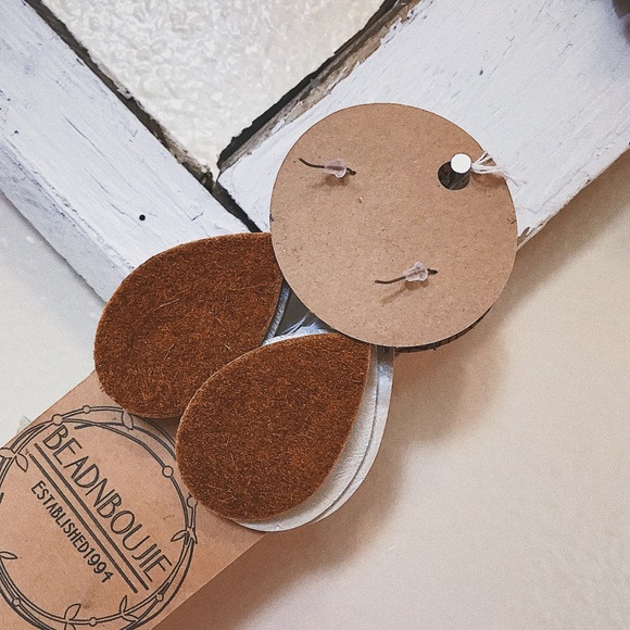 Genuine Cognac Brown Leather Teardrop Lightweight Dangle Statement Earrings - Picture 6 of 6